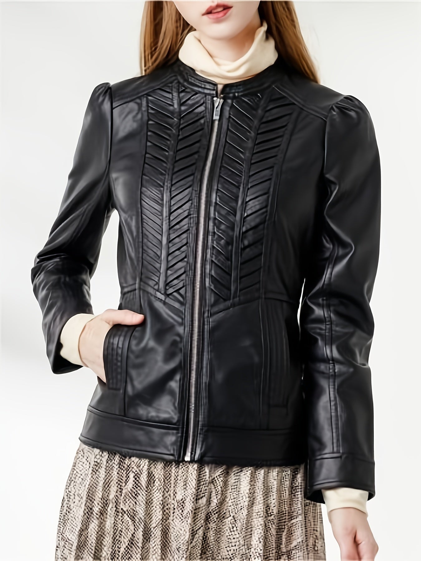 Black leather structured jacket