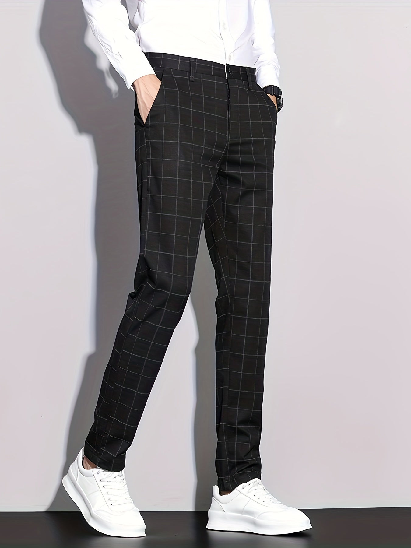 Retro checked men's trousers