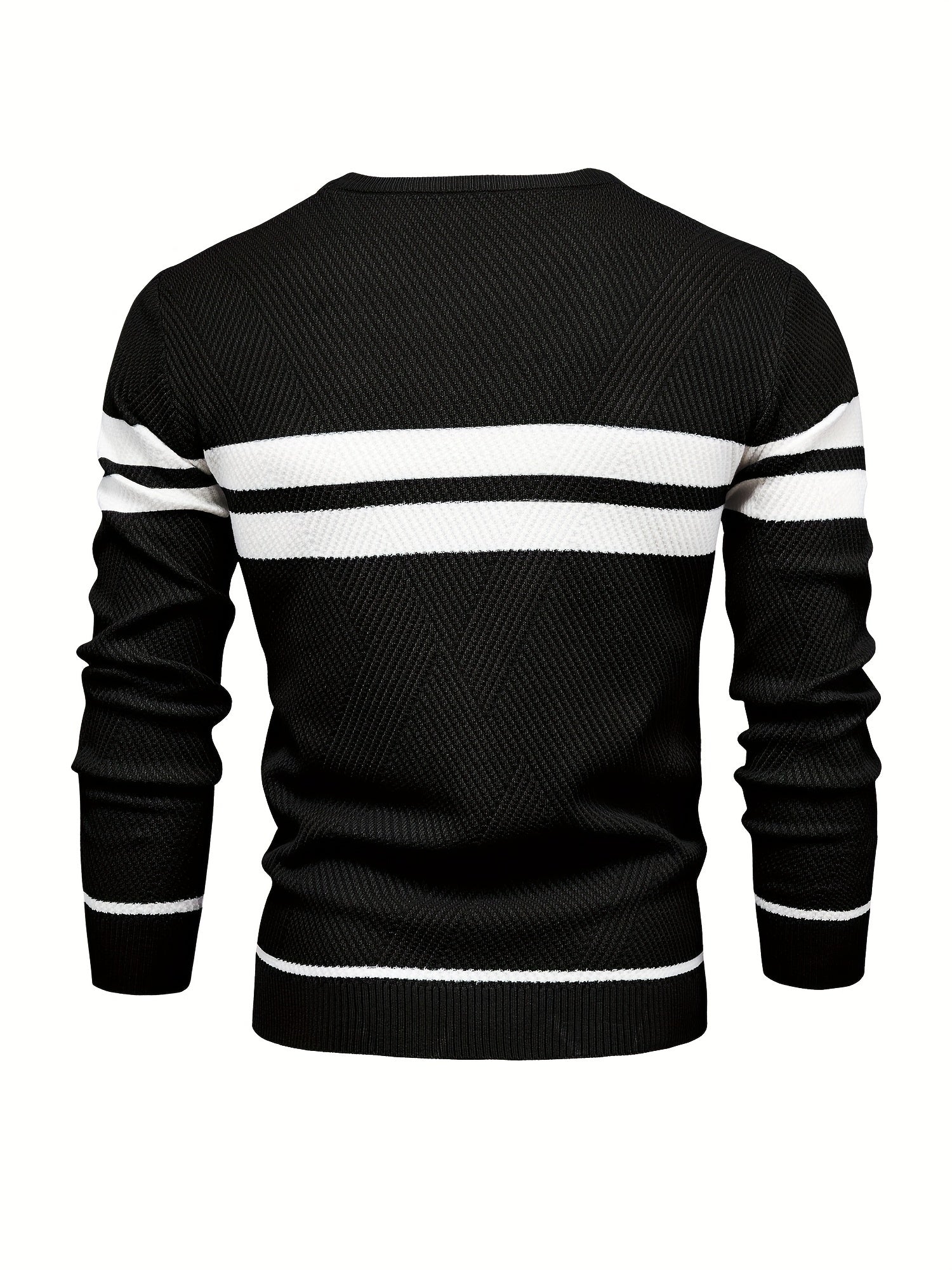 Knitted sweater with striped pattern for men