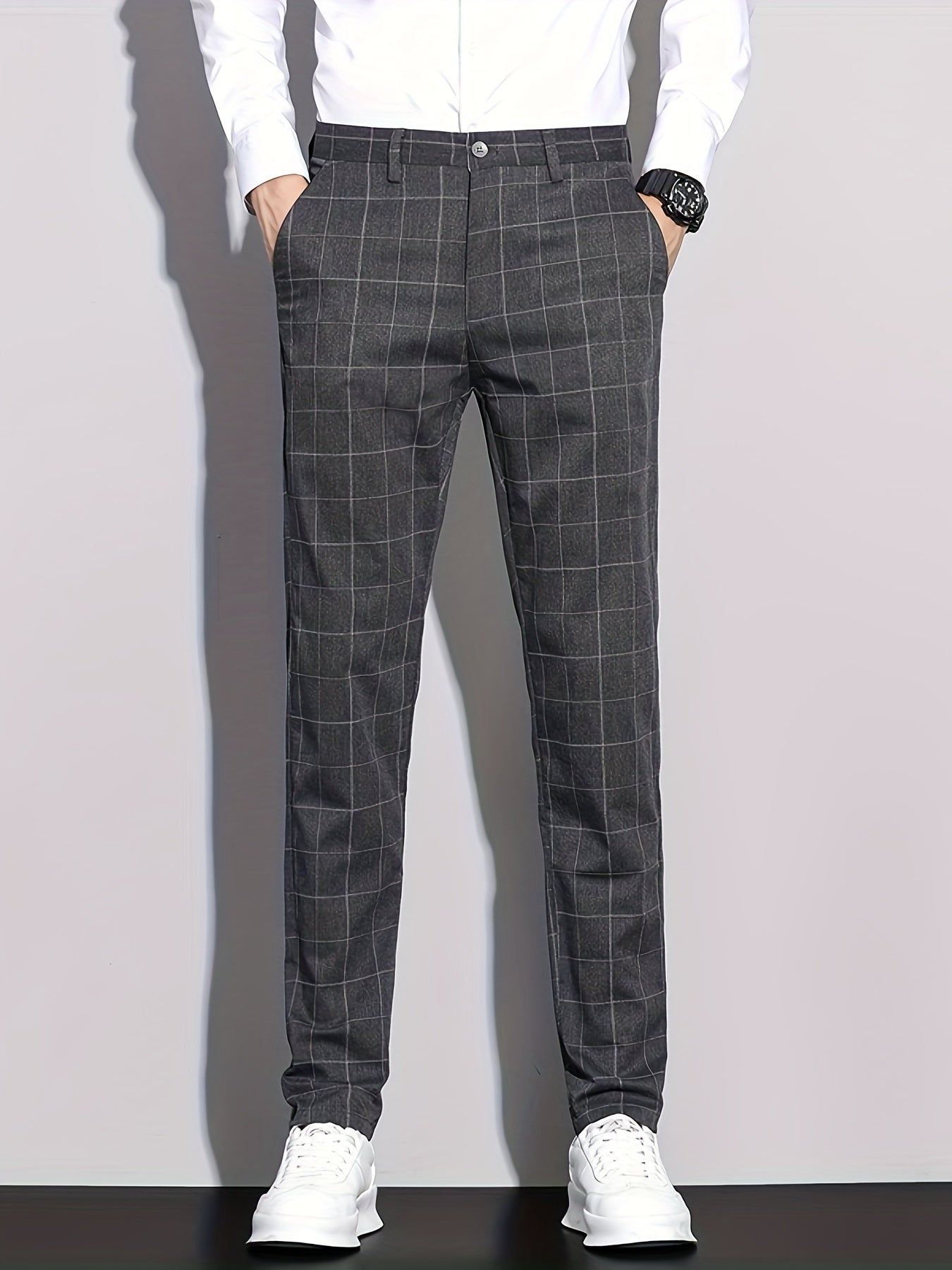 Retro checked men's trousers