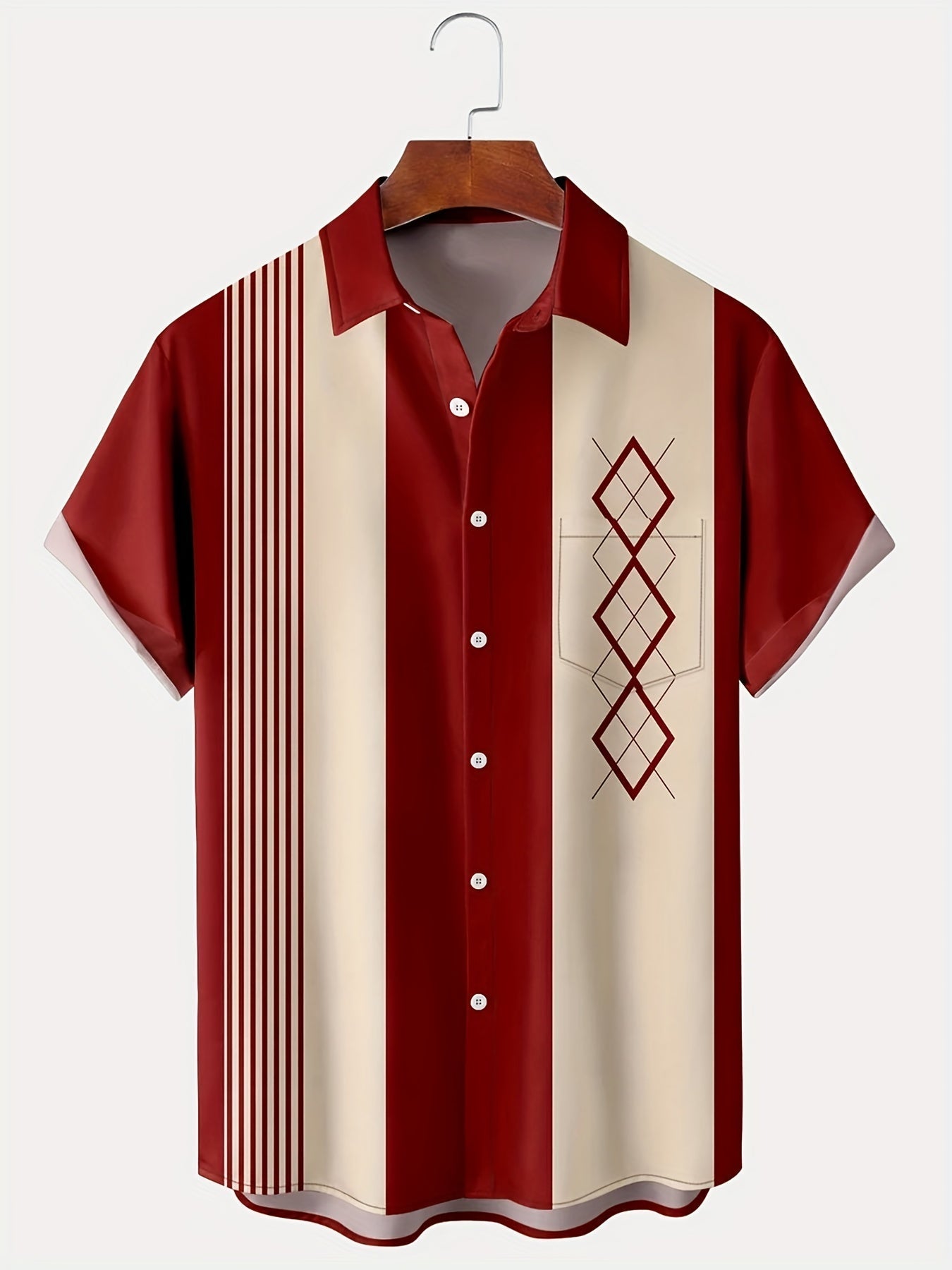 Vintage shirt with short sleeves and geometric print