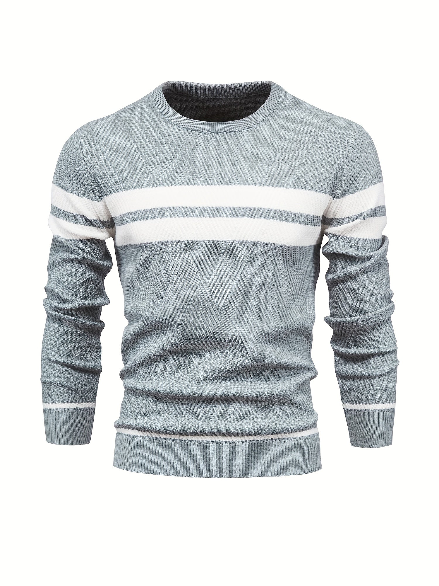 Knitted sweater with striped pattern for men