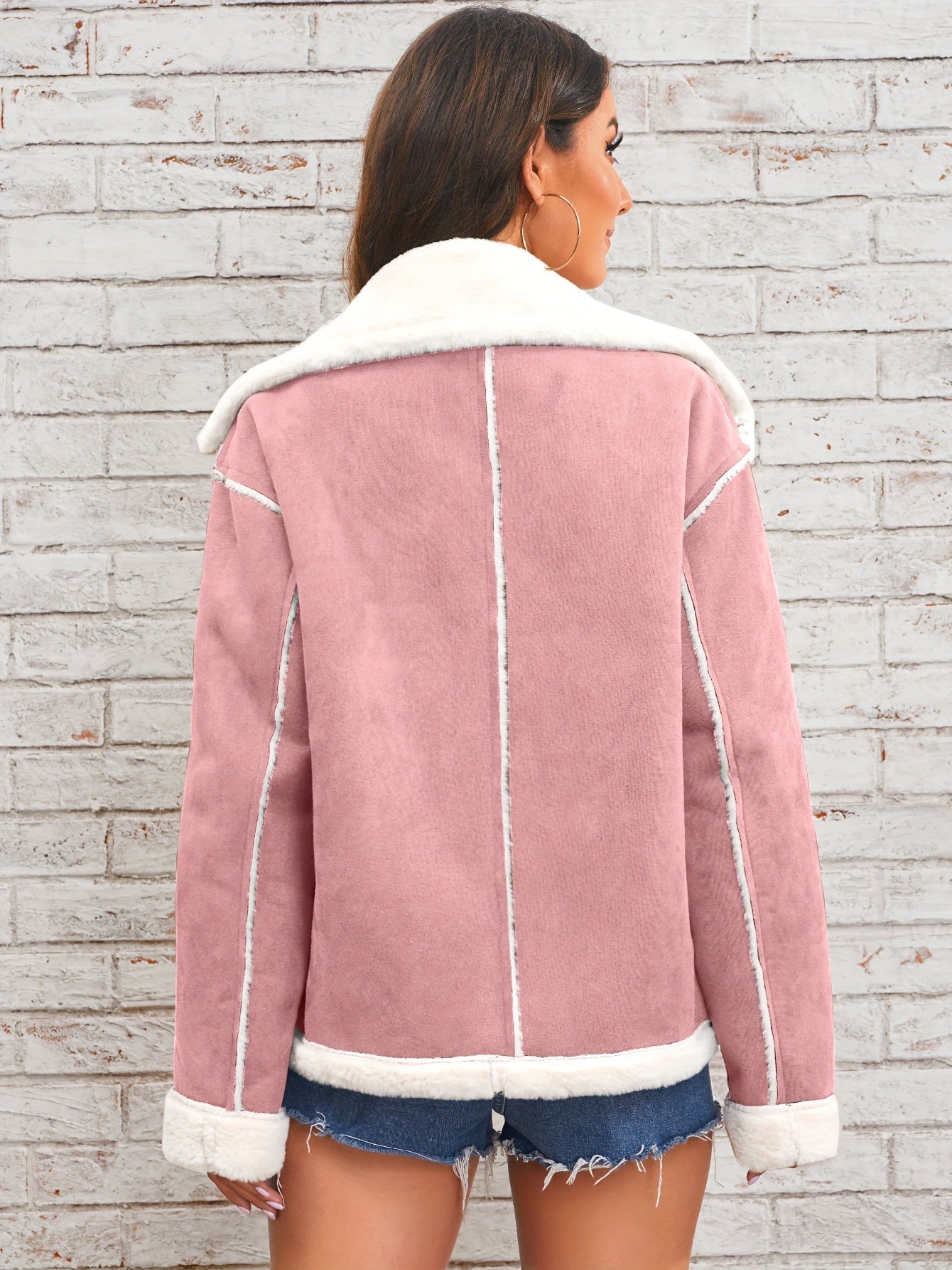 Lapel plush jacket