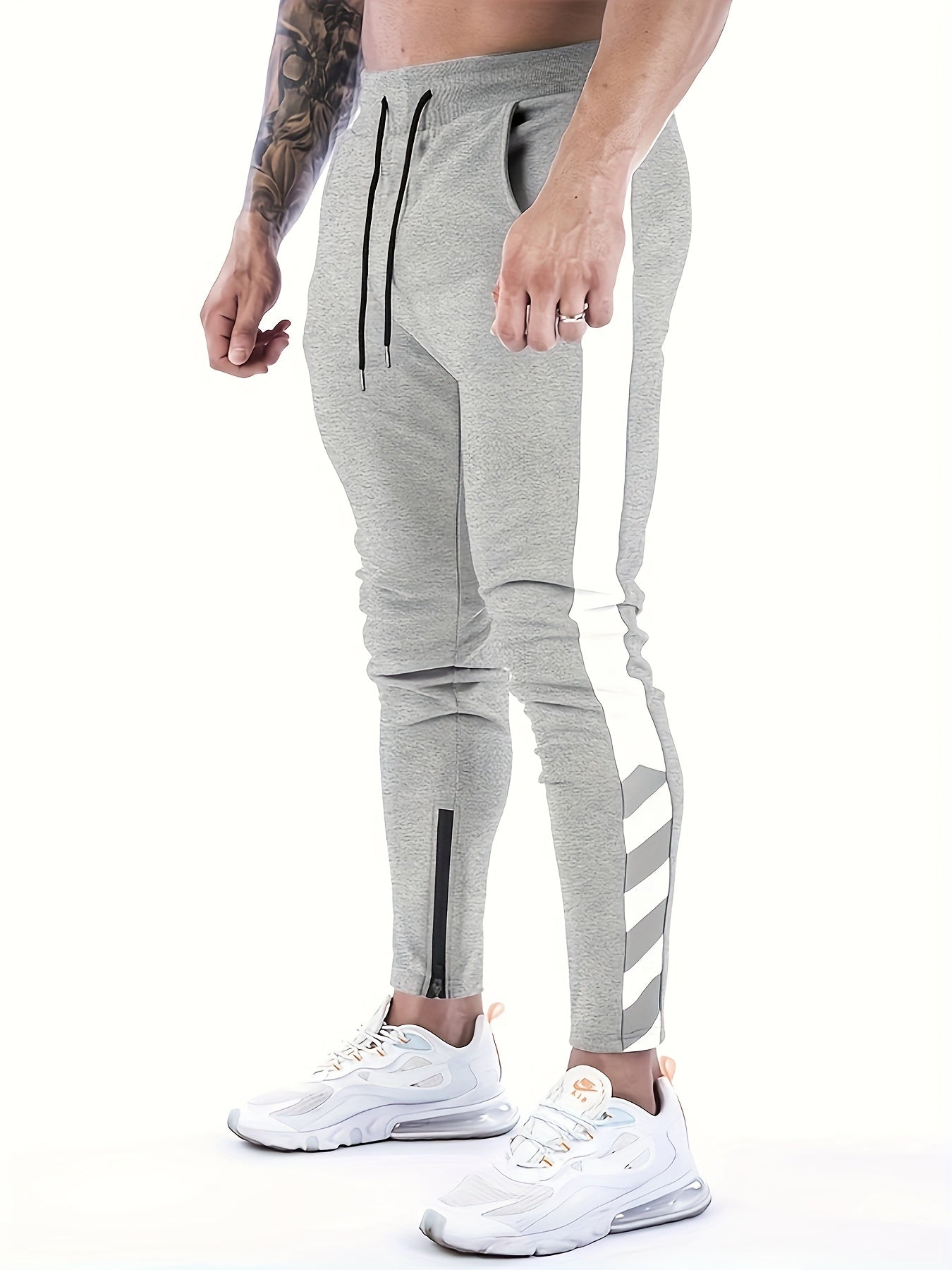 Casual sports pants with elastic waist and drawstring