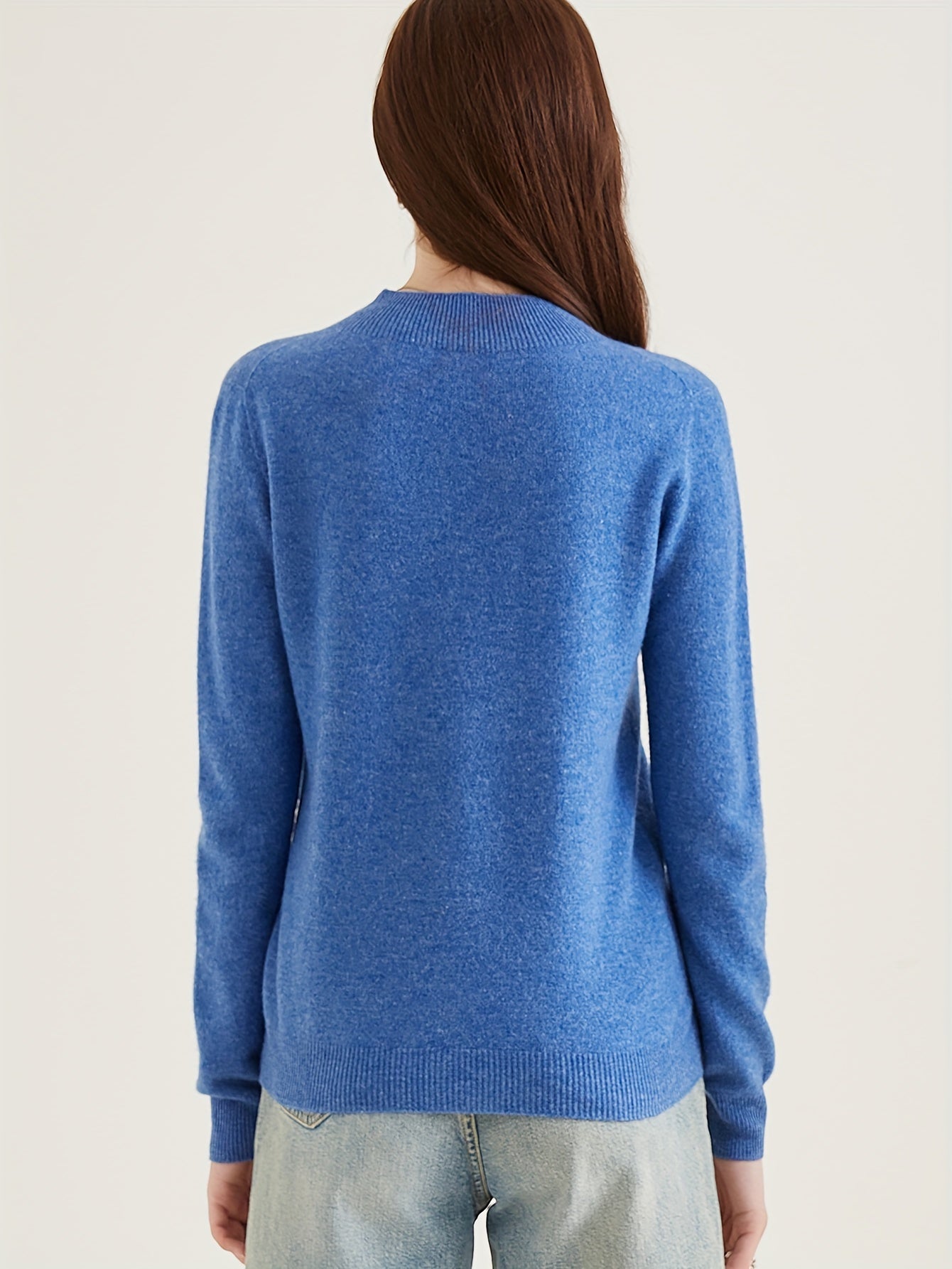 Sweater with high collar and wool sleeves