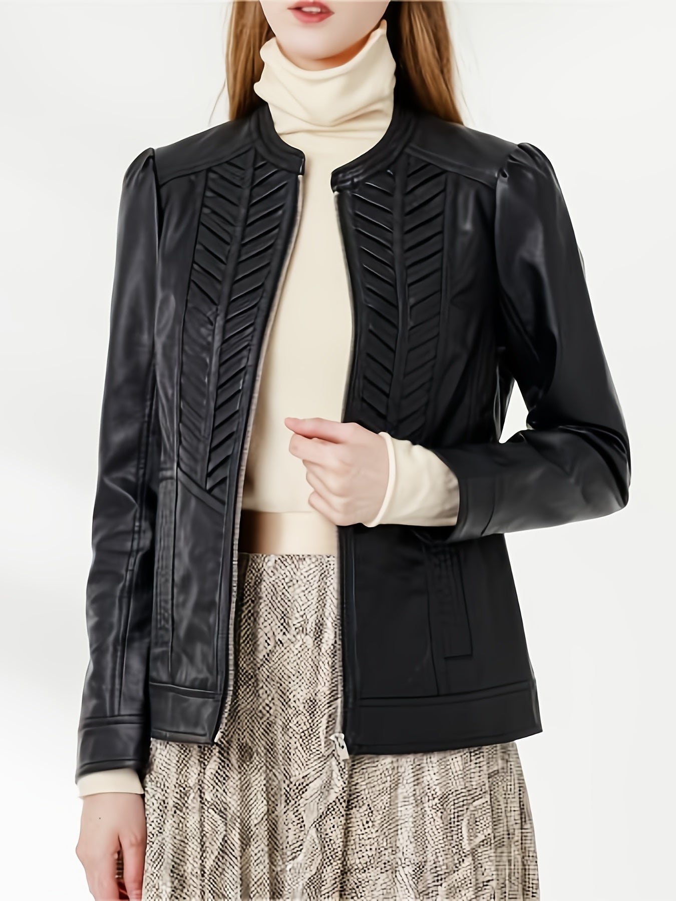 Black leather structured jacket