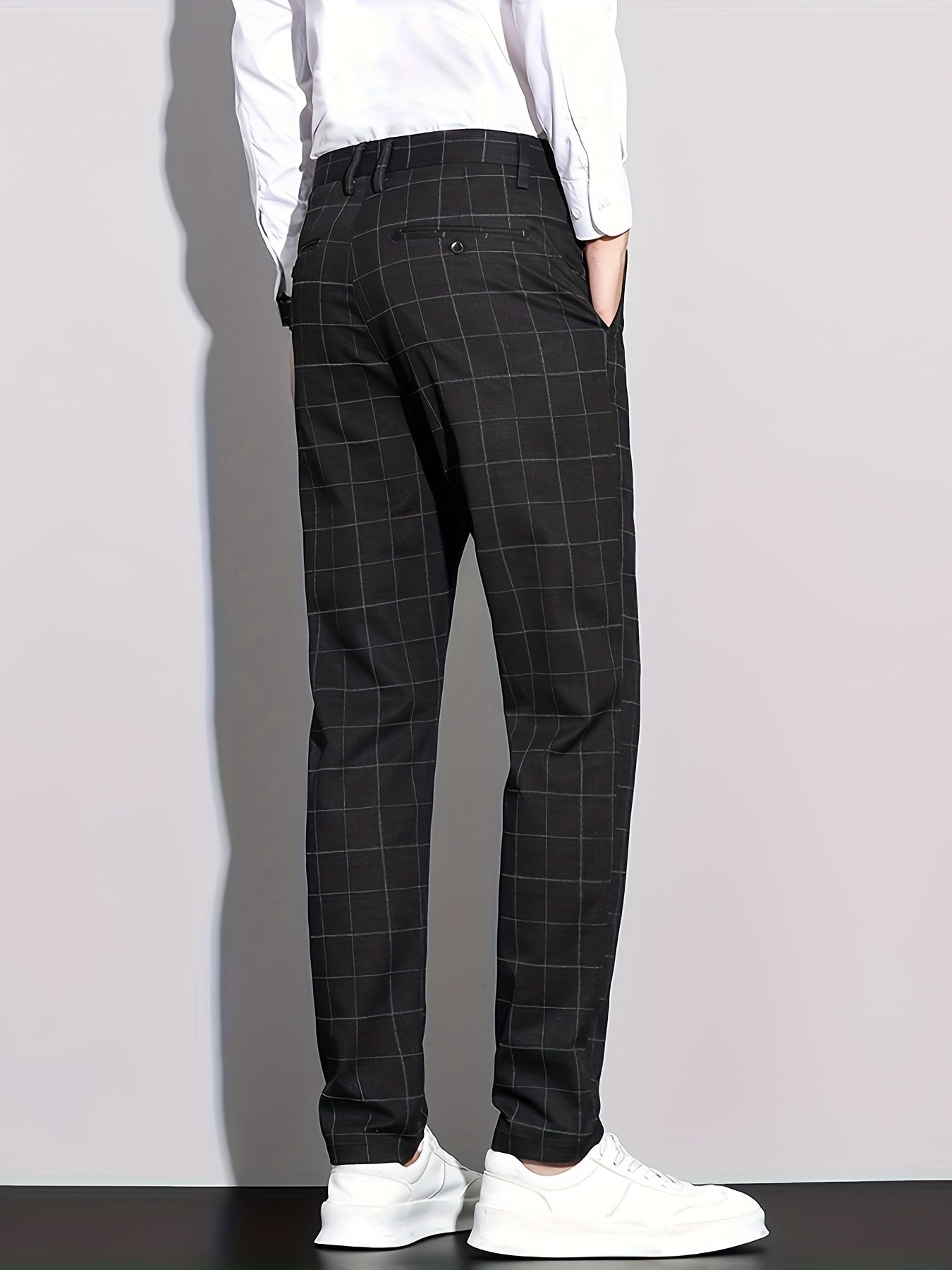 Retro checked men's trousers