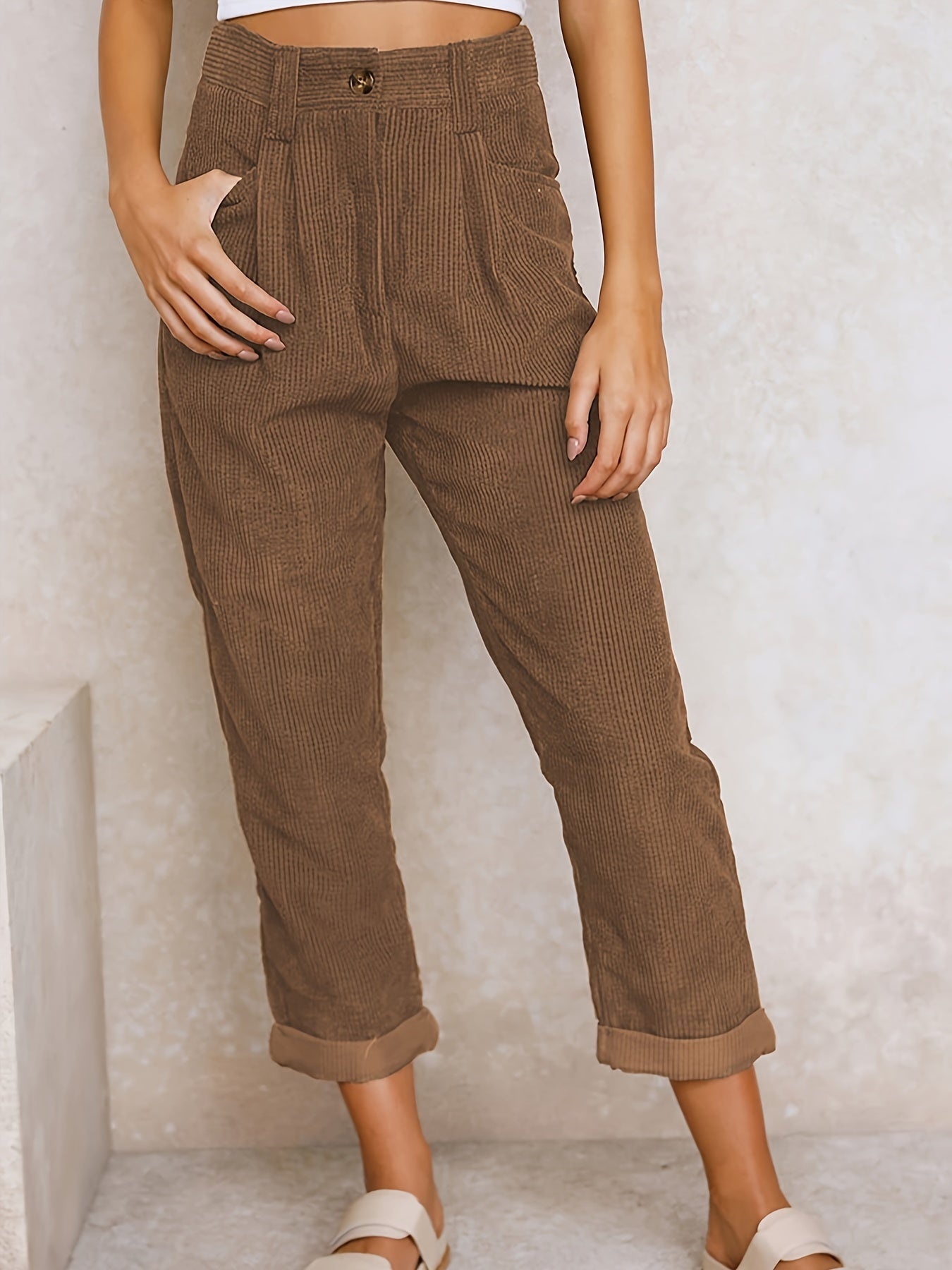 Corduroy trousers with straight legs