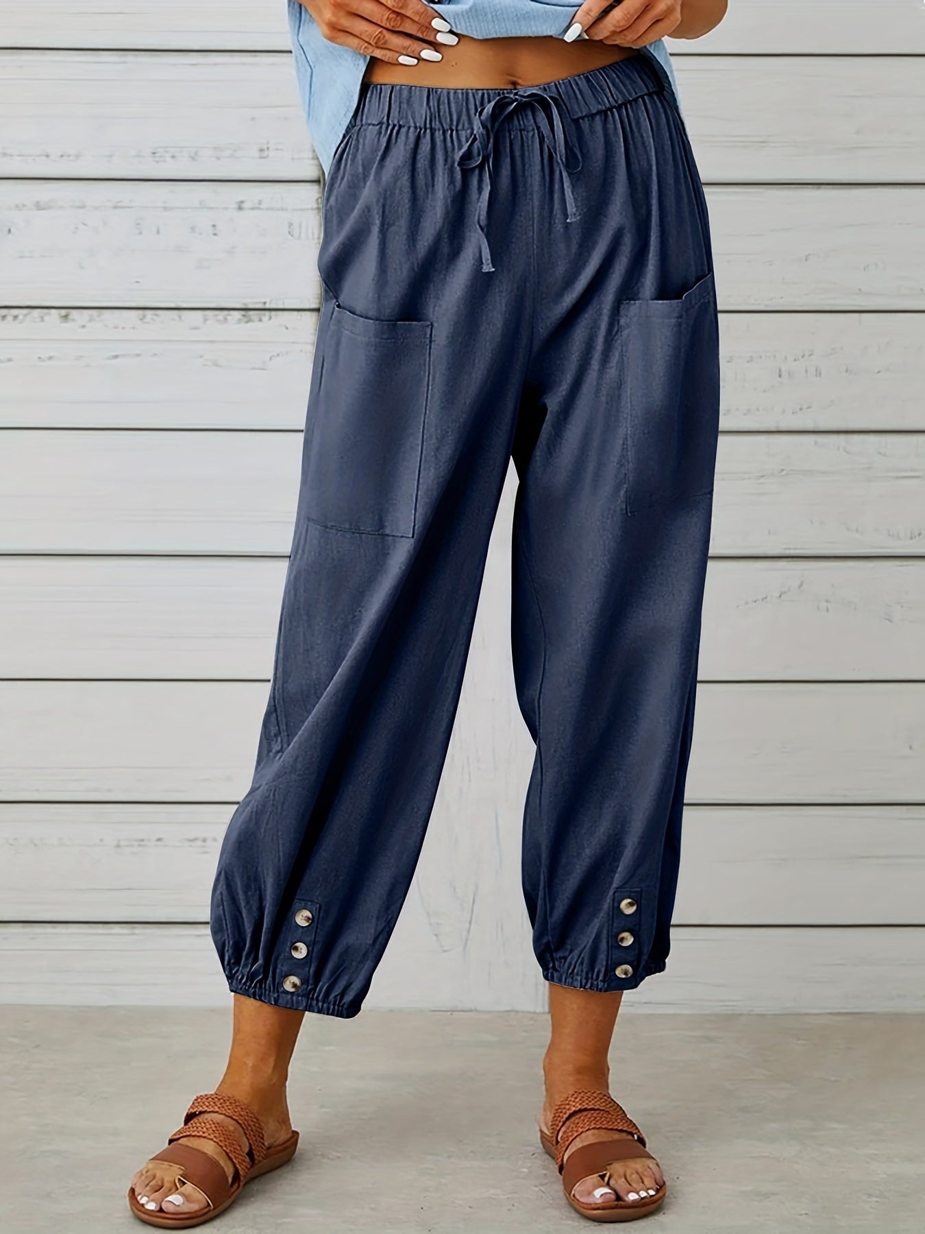 Patched crop pants for women