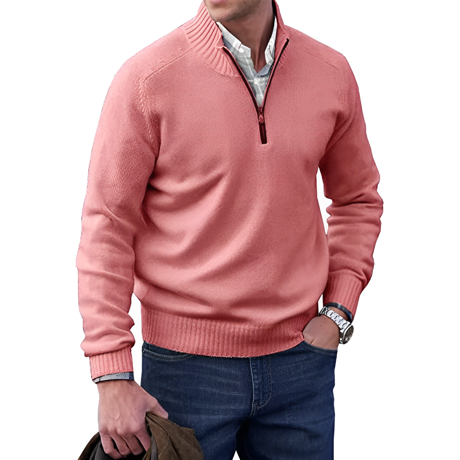 Cashmere zipper sweater for men