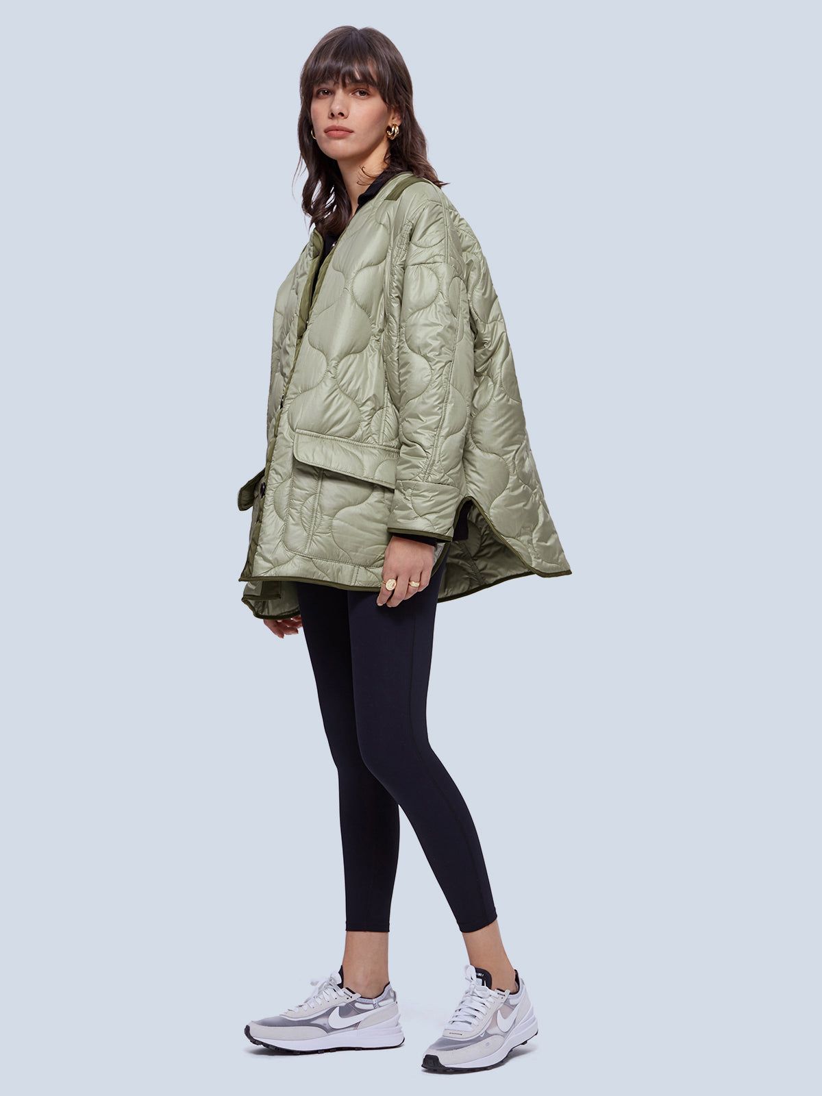 Green padded jacket for women