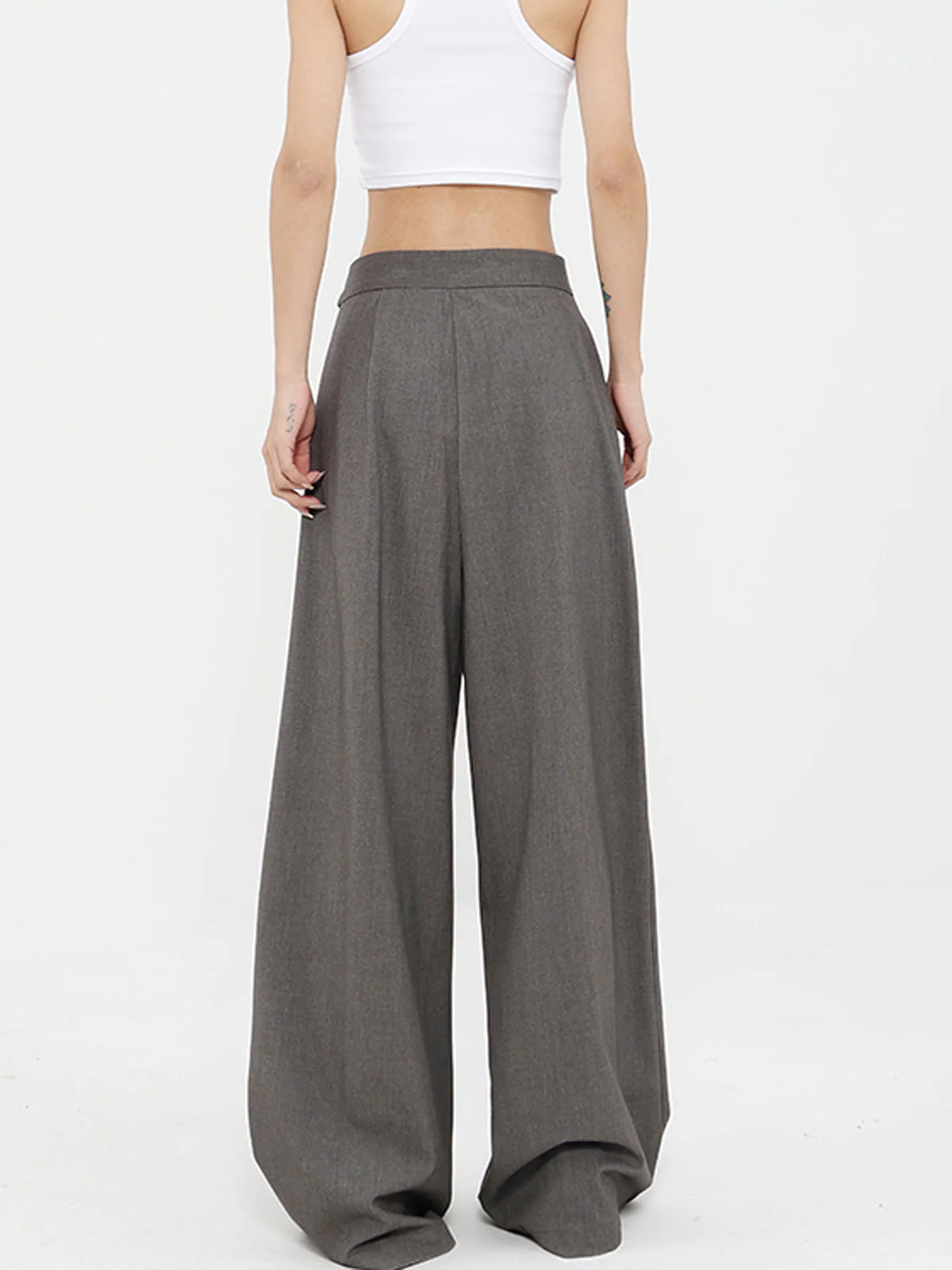 Gray wide oversized pants for women