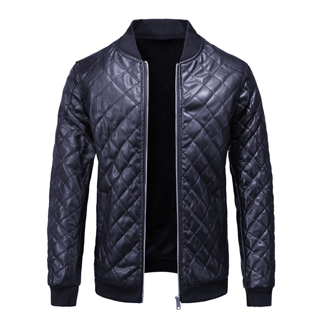 Quilted leather jacket for men