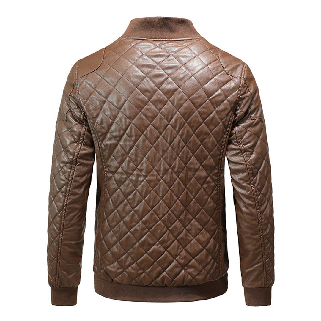 Quilted leather jacket for men