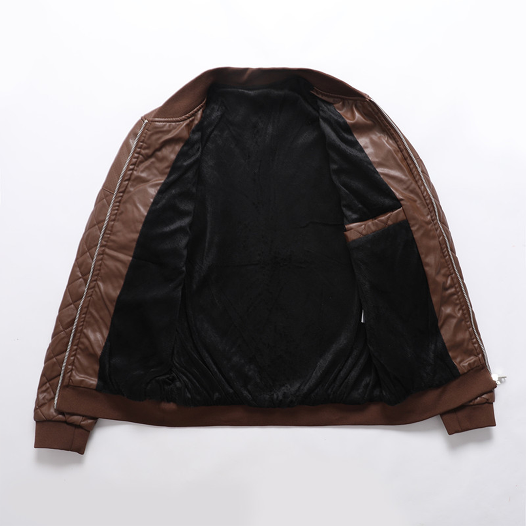 Quilted leather jacket for men