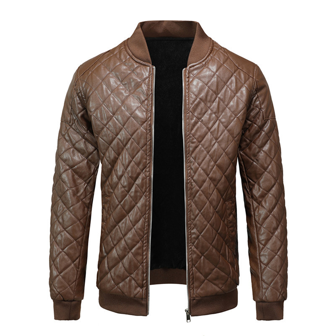 Quilted leather jacket for men