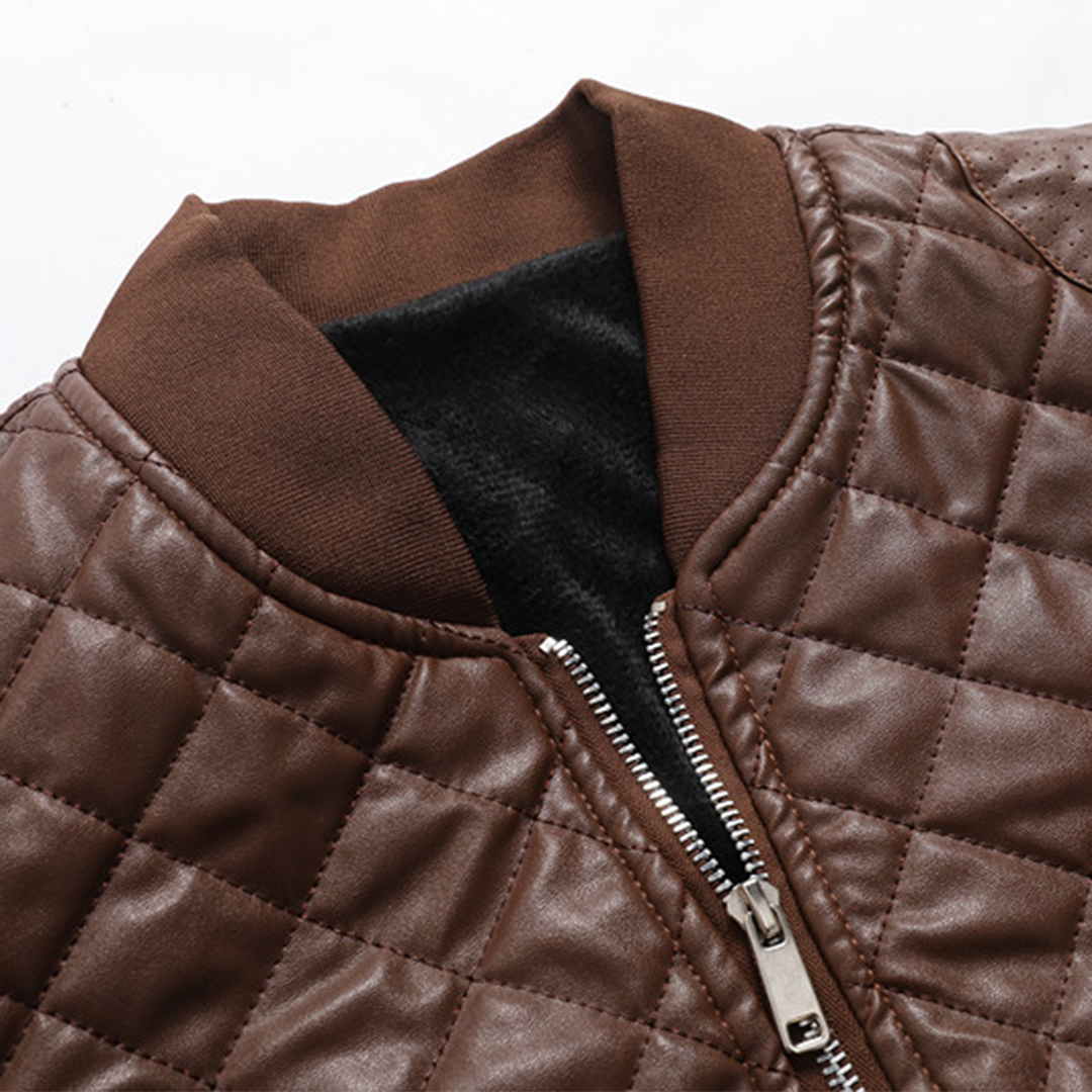 Quilted leather jacket for men