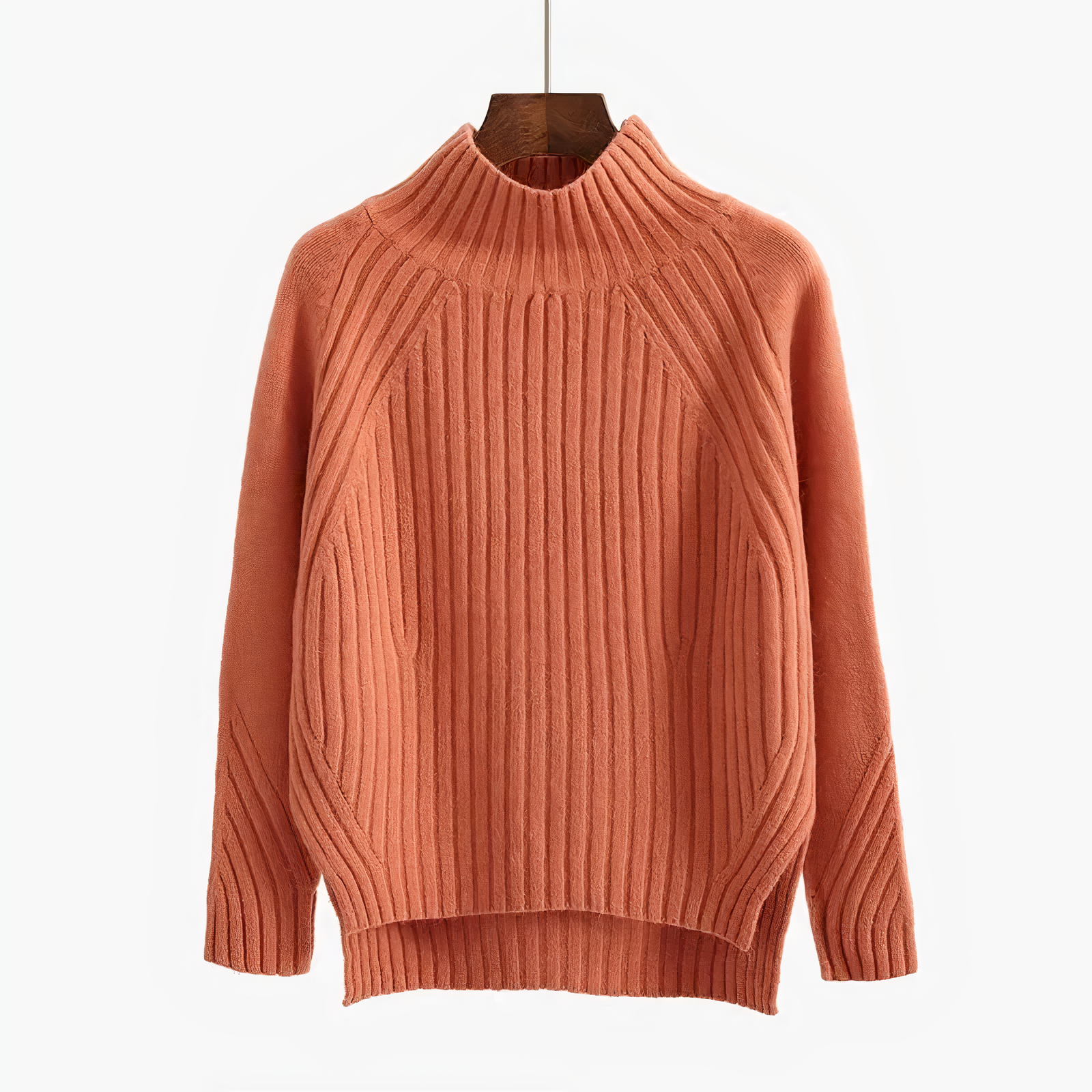 Knitted sweater with round neck