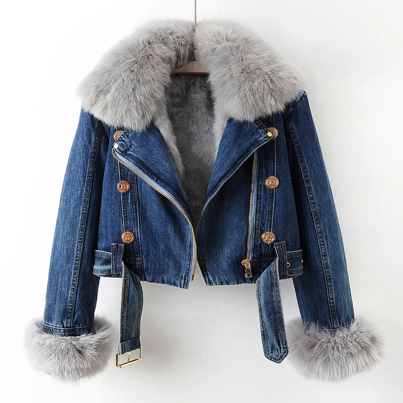 Denim jacket with fur for winter