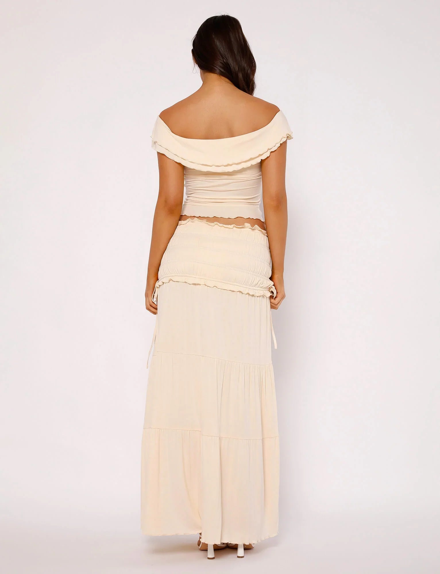 Textured twist top with maxi skirt