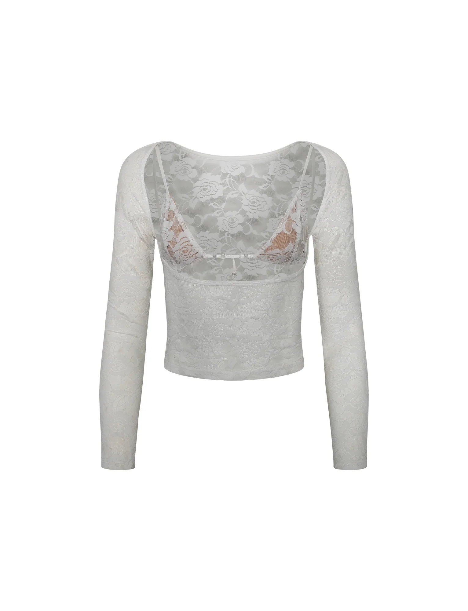 Translucent top with floral pattern