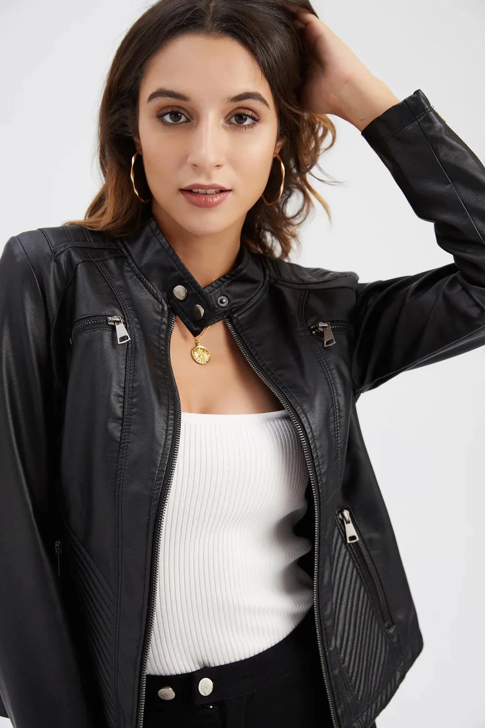 Stylish leather jacket for women