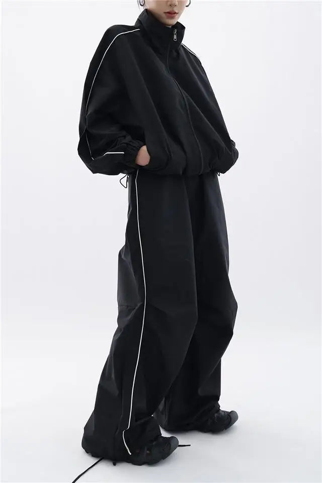 Oversized sporty black tracksuit