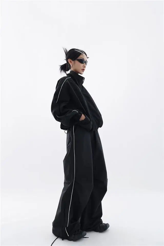 Oversized sporty black tracksuit