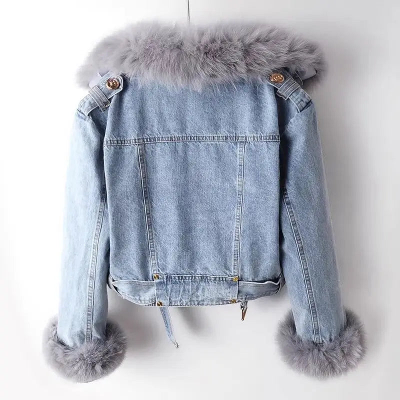 Denim jacket with fur for winter