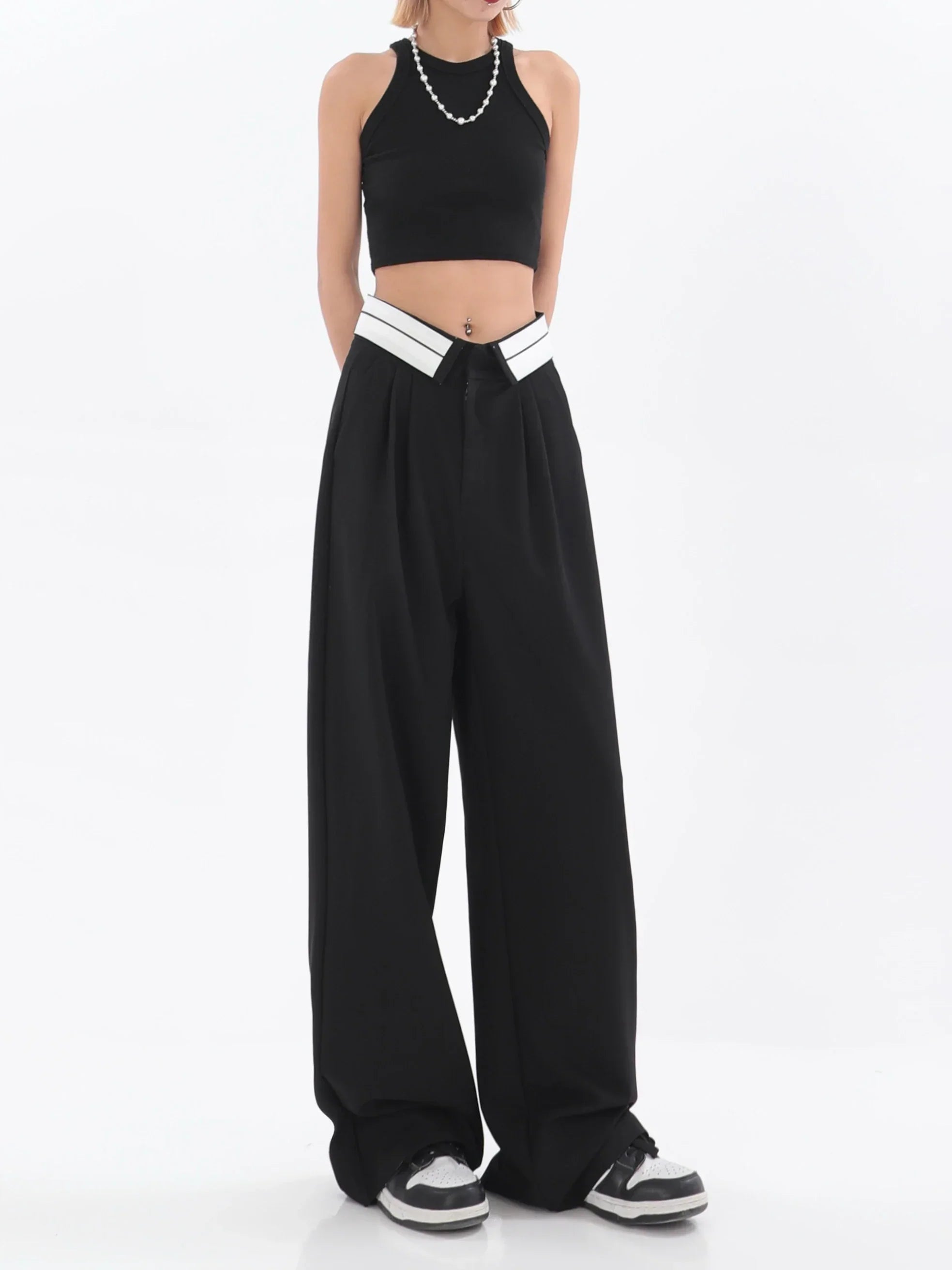 Wide trousers with a high waist