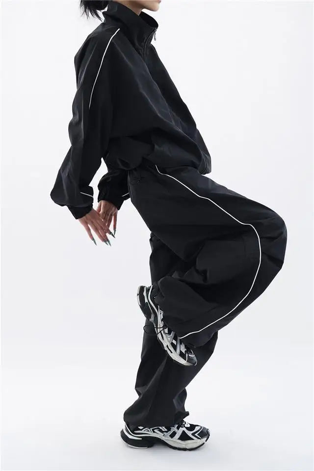 Oversized sporty black tracksuit