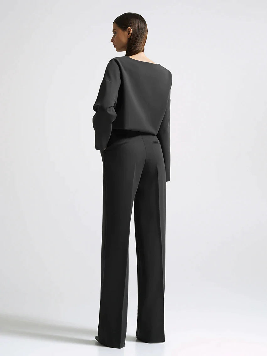 Classic long sleeve top and wide leg pants