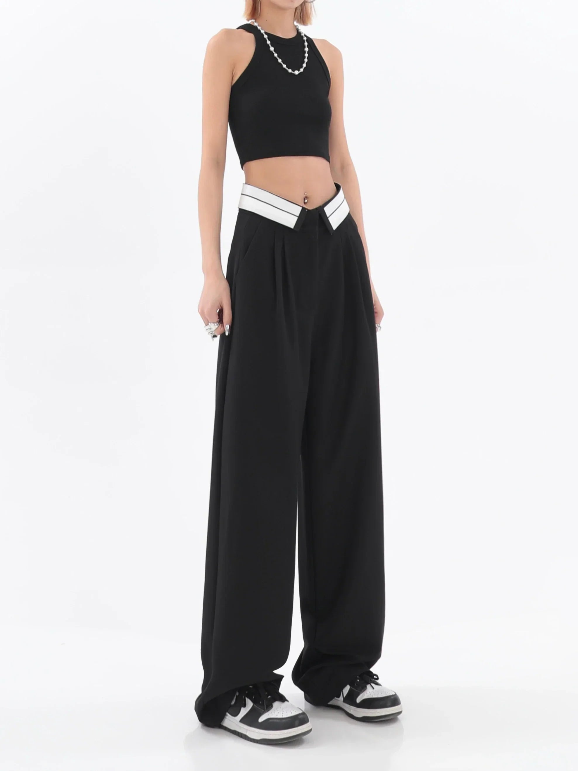 Wide trousers with a high waist