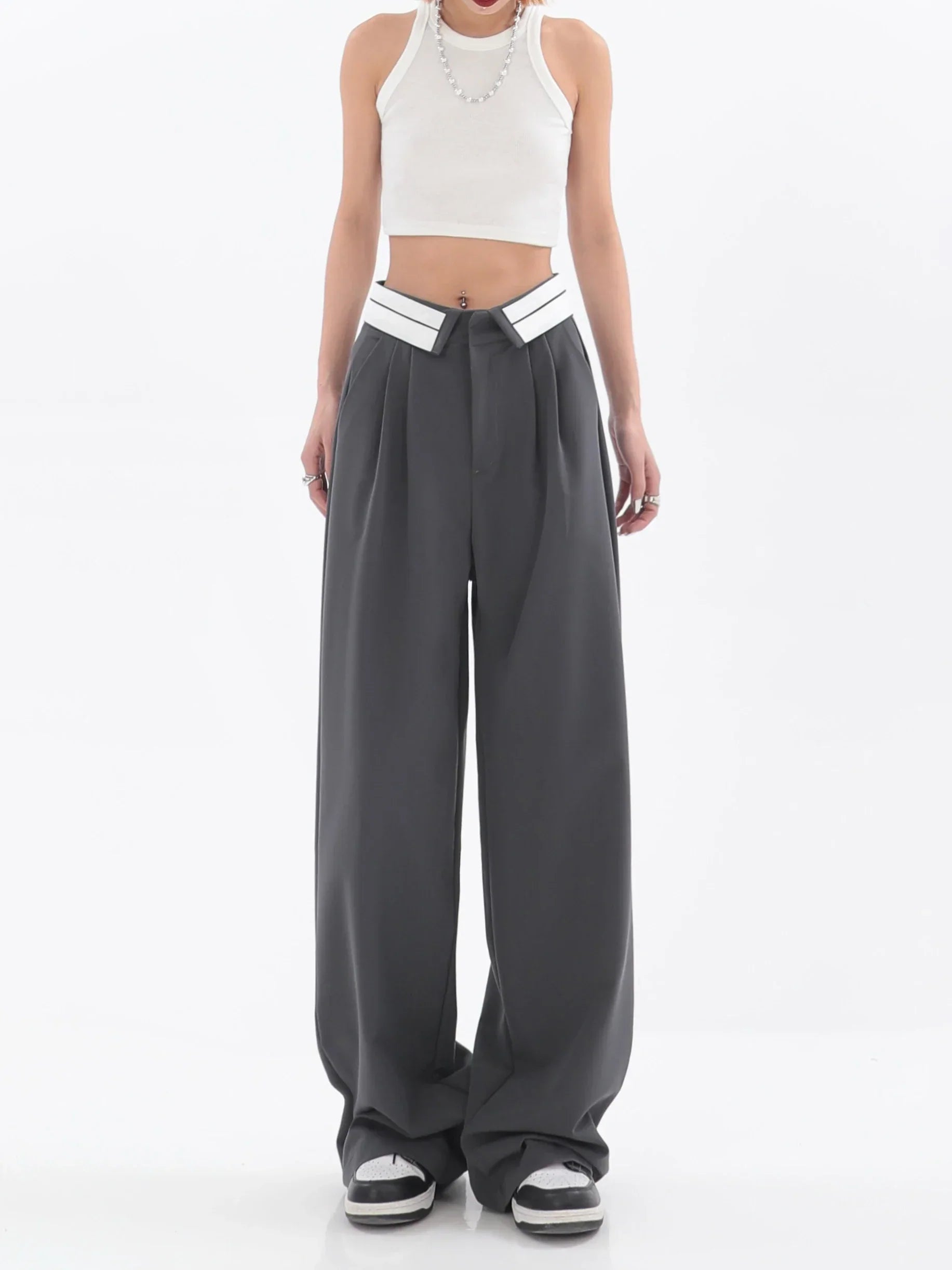 Wide trousers with a high waist