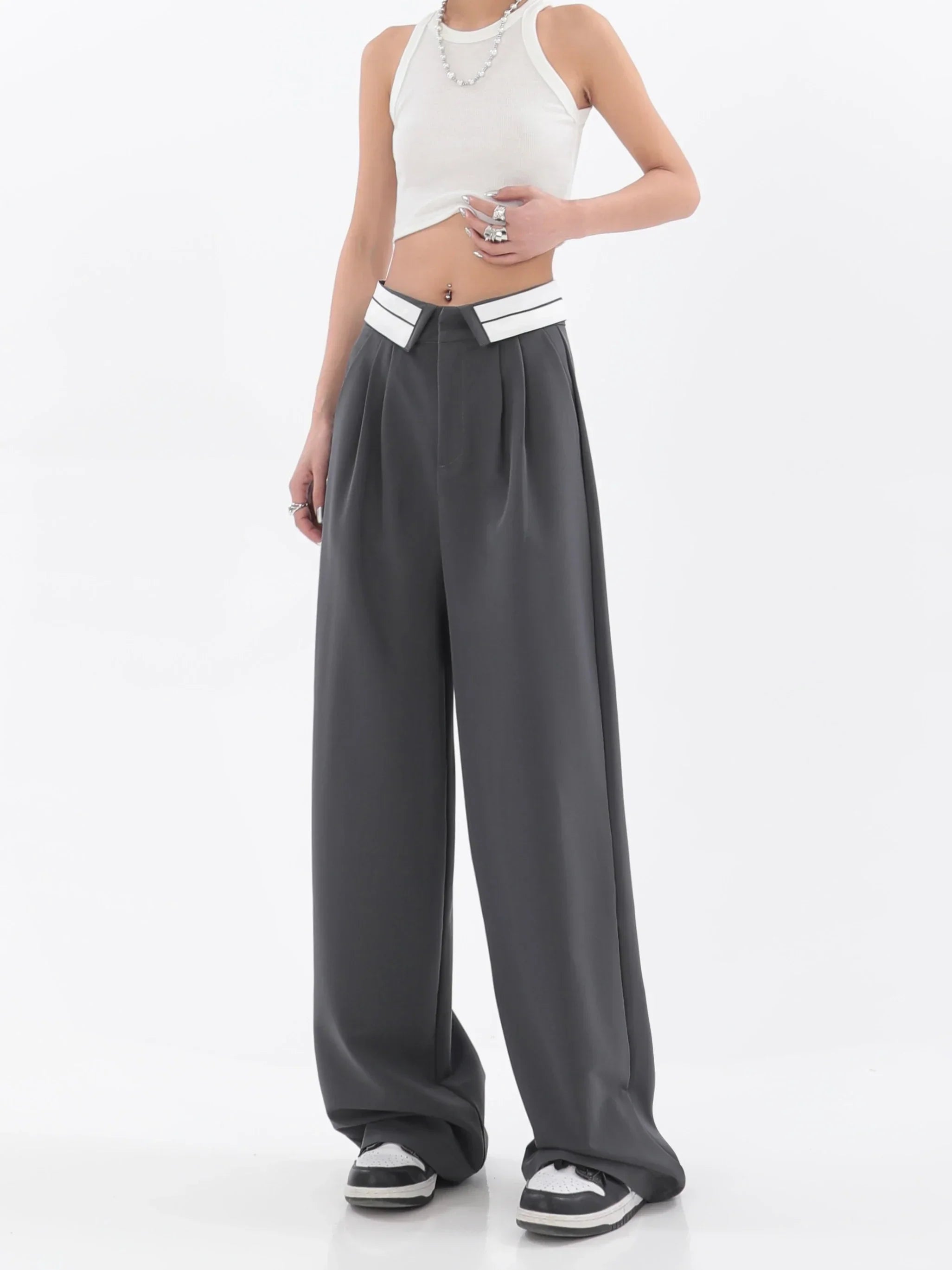 Wide trousers with a high waist