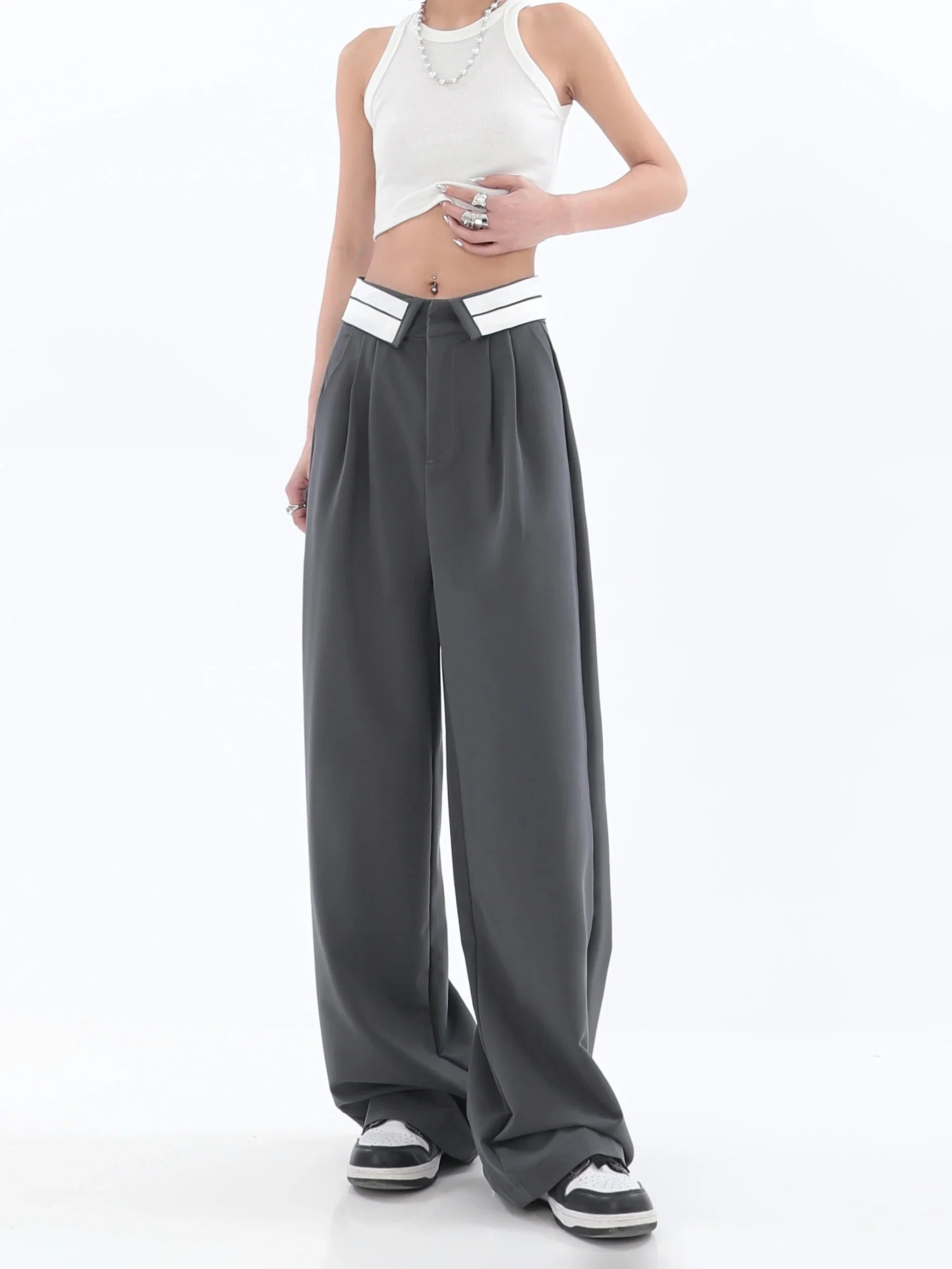 Wide trousers with a high waist