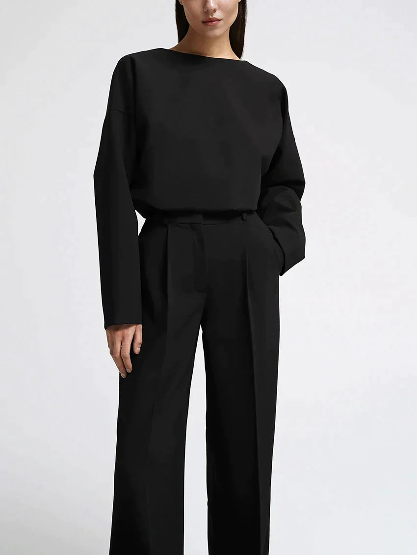 Classic long sleeve top and wide leg pants