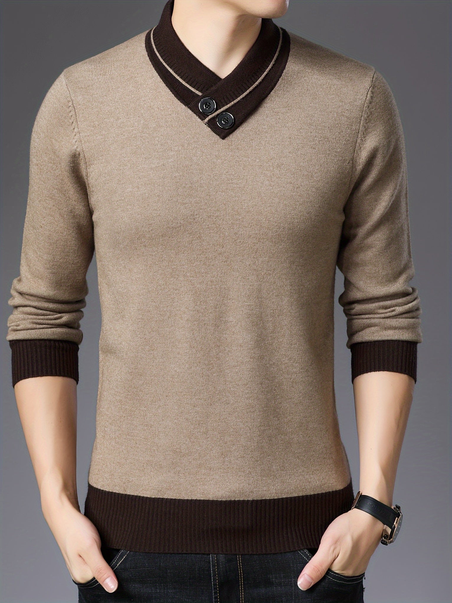 Shawl collar sweater for men