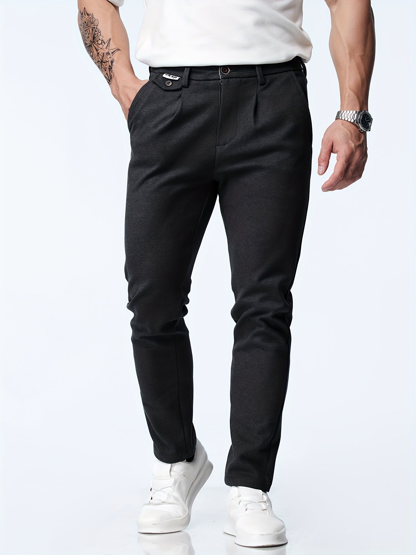 Casual straight stretch trousers for men