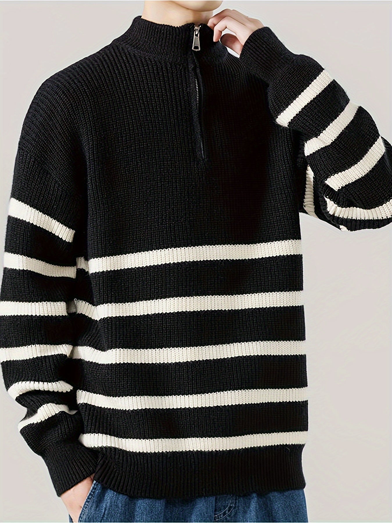 Knitted sweater with striped pattern