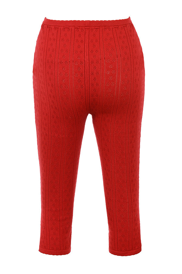 Cherry rib knitted top with knitted capri pants