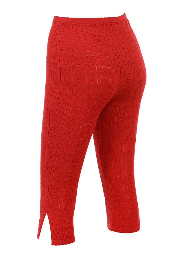 Cherry rib knitted top with knitted capri pants