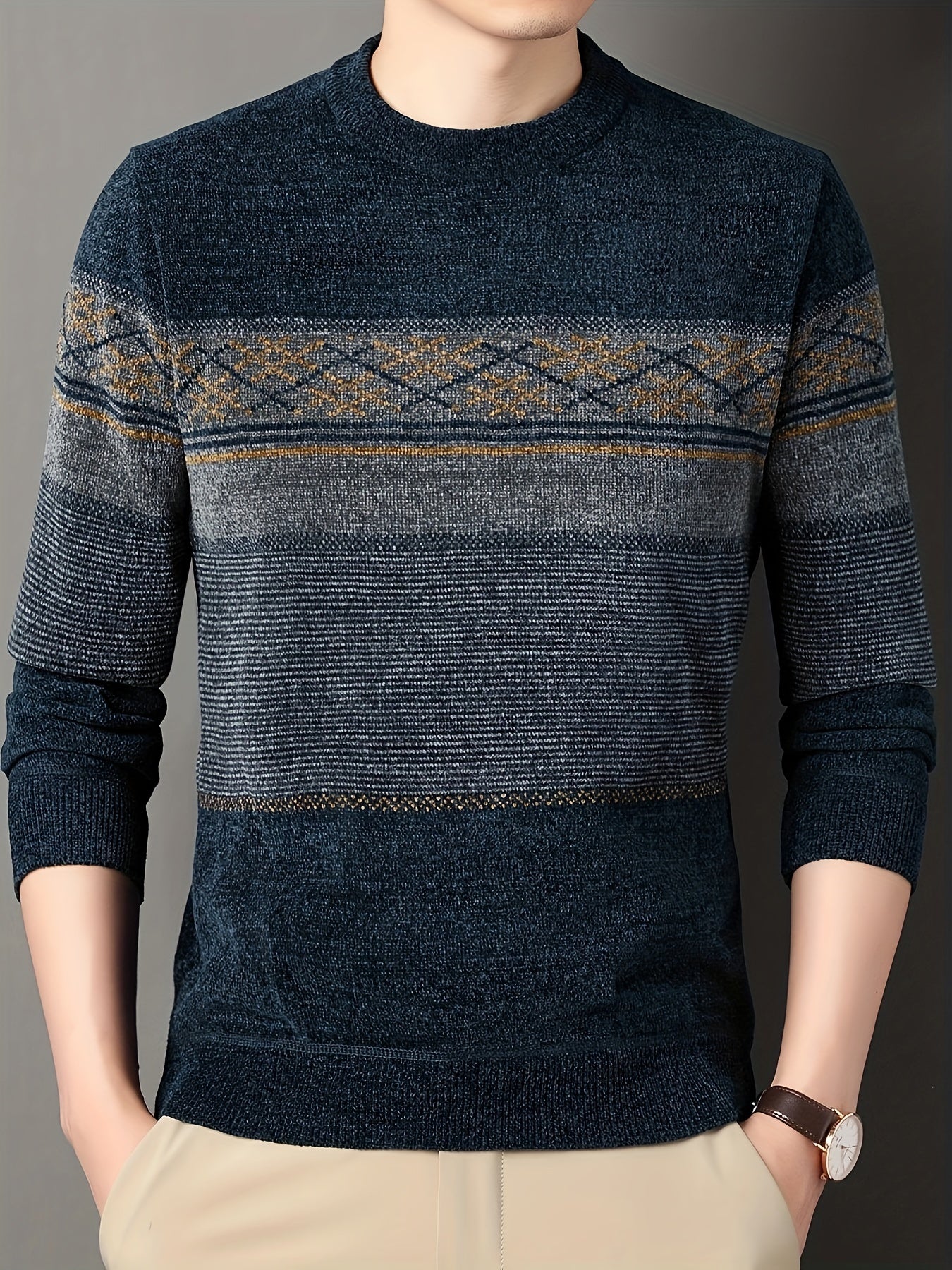 Retro knitted sweater for men