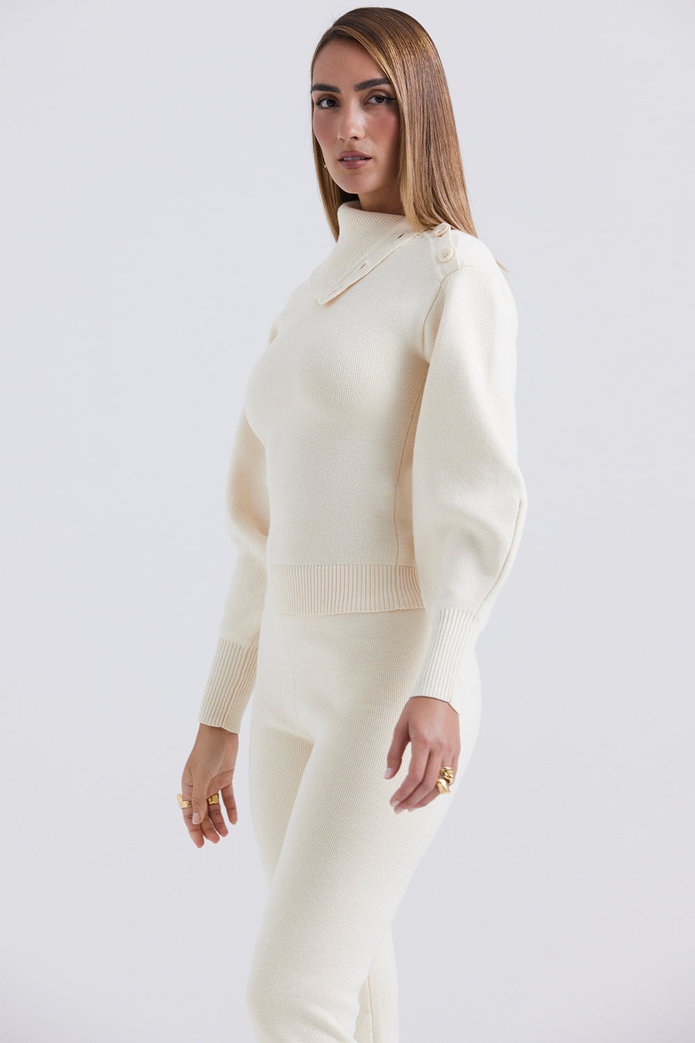 Cashmere blend sweater with trousers