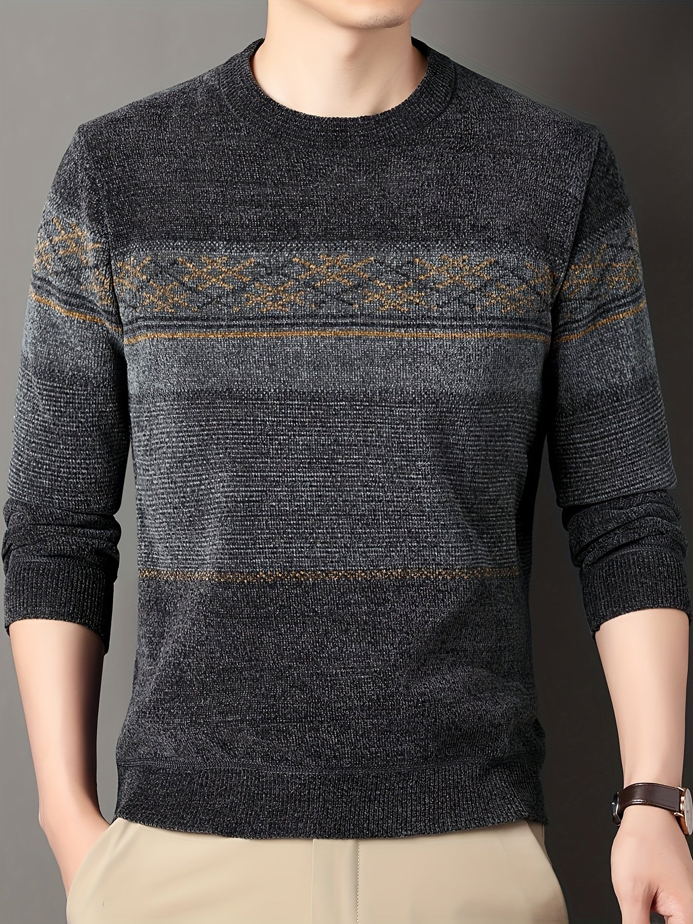 Retro knitted sweater for men