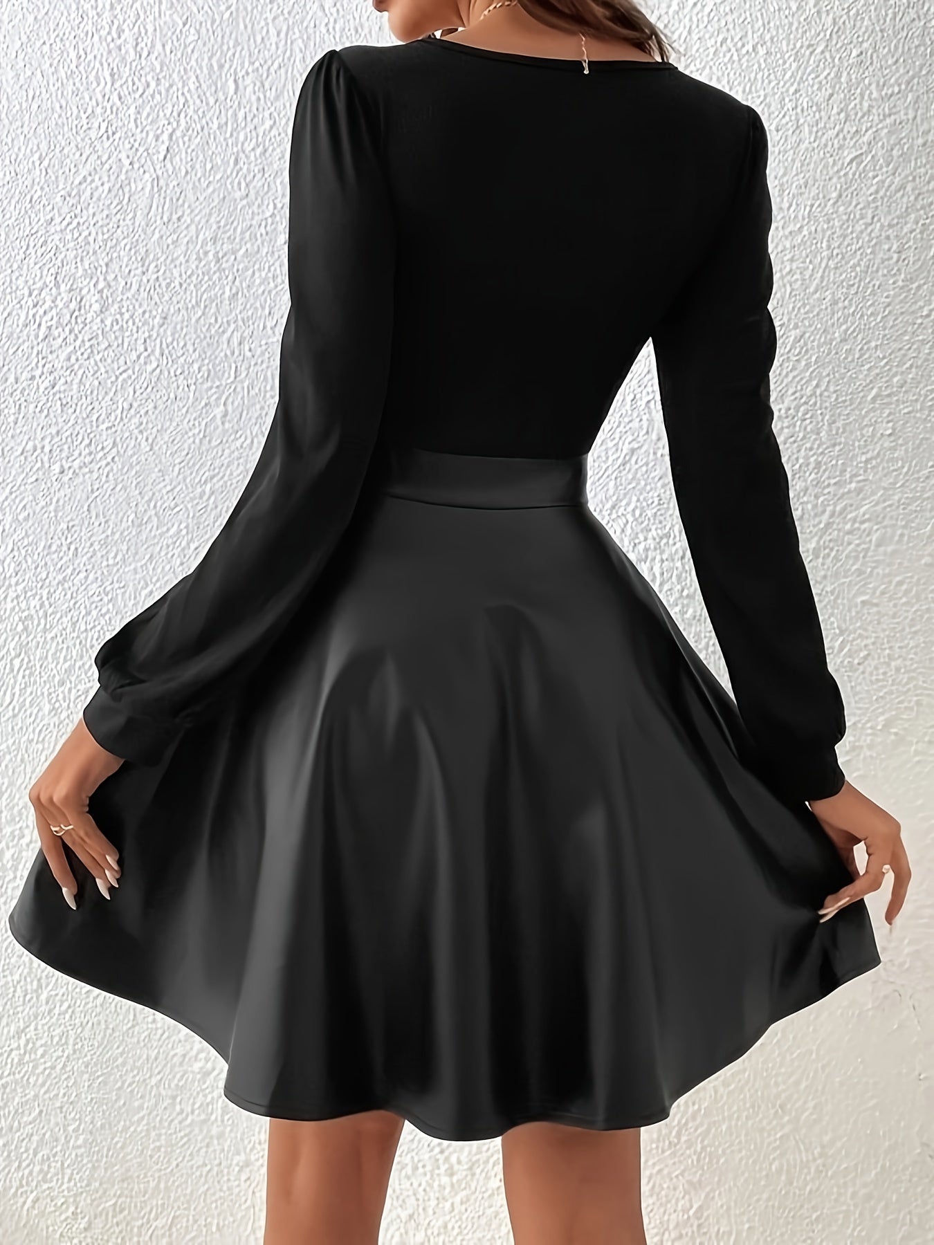 Black slim dress with long sleeves