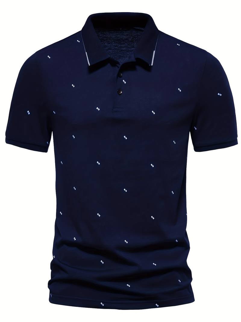 Polo shirt with lapels and dotted pattern