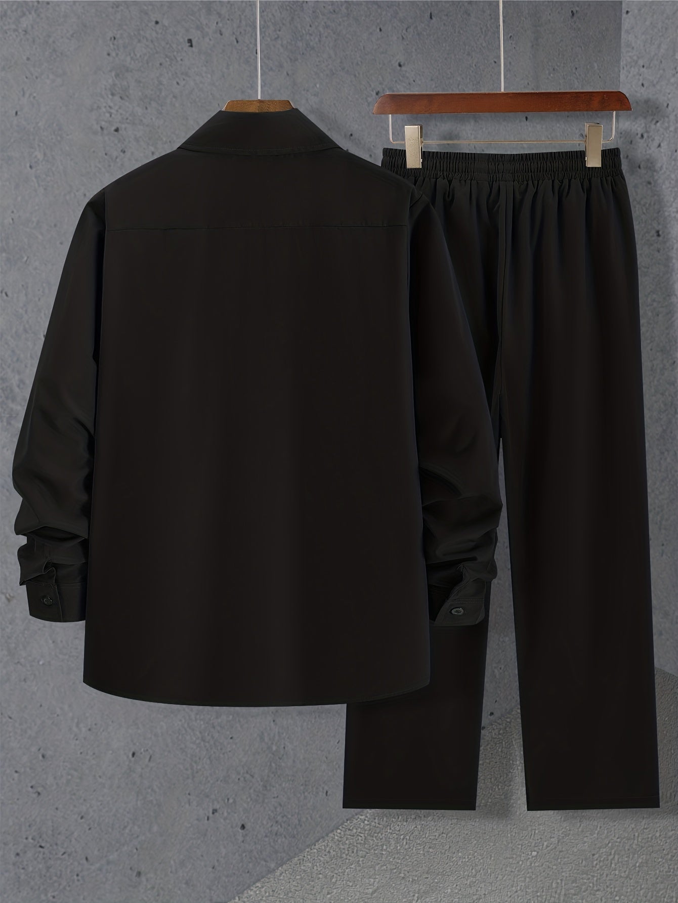 Simple set consisting of a long-sleeved shirt and drawstring trousers for summer