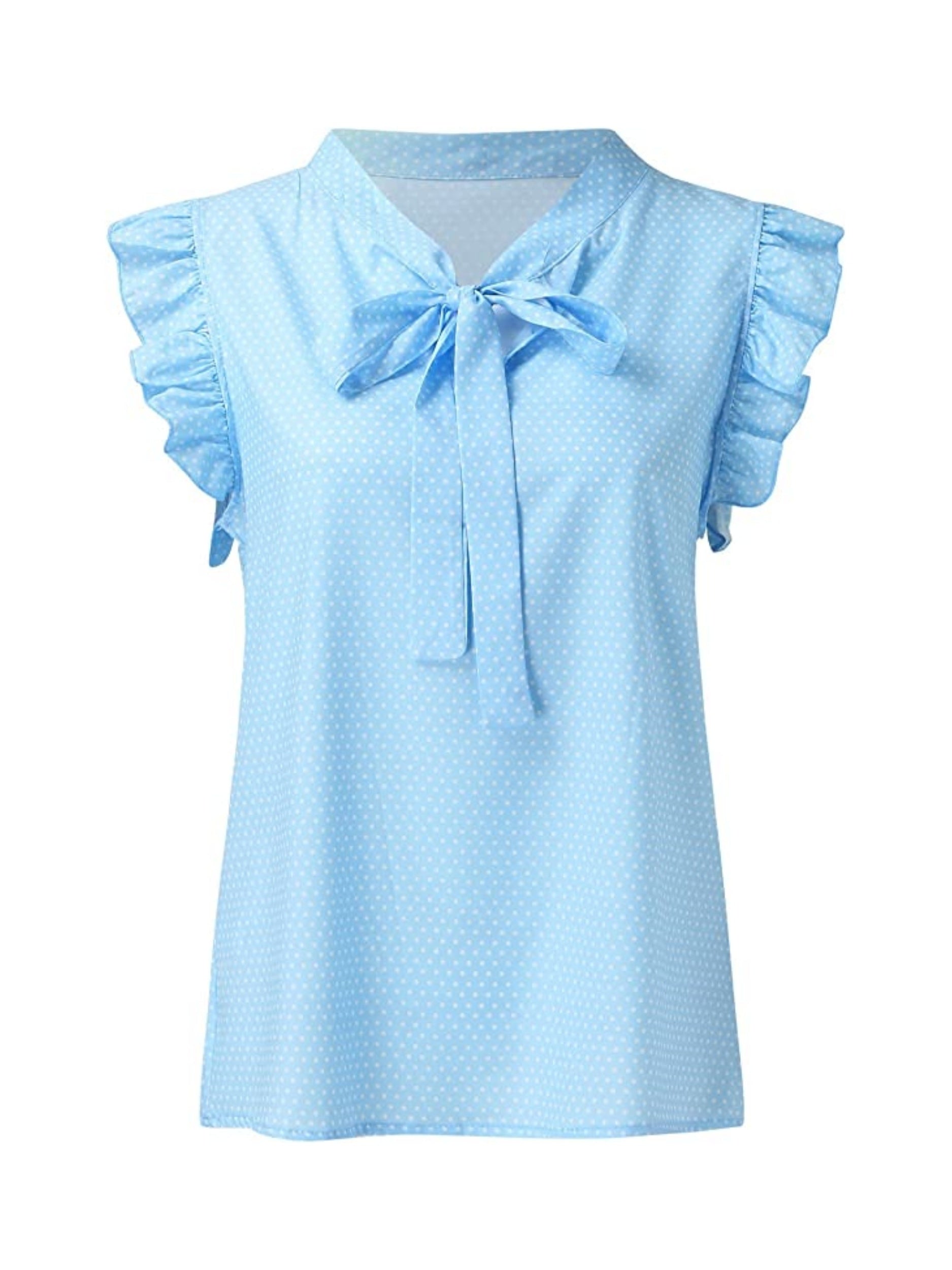 Blouse with bow with polka dots