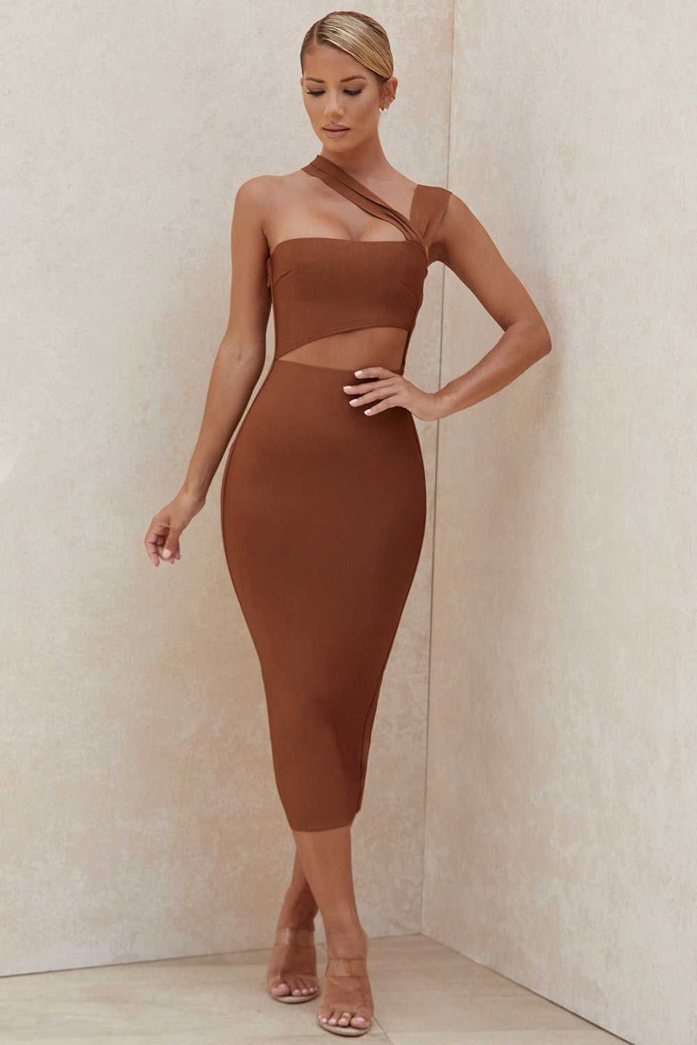 Midi bandage dress with cutout